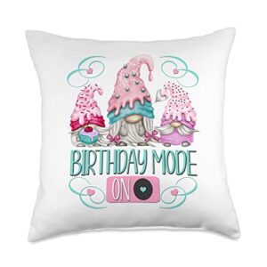 cute birthday gnome gifts for gardener legends funny gnomes for women cute white birthday mode throw pillow, 18x18, multicolor