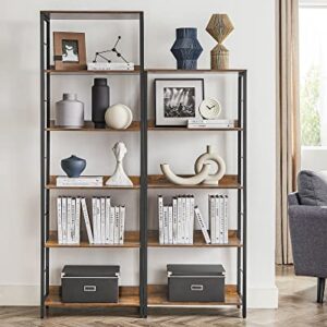 VASAGLE 6-Tier Bookshelf, Bookcase for Office, 11.8 x 23.6 x 70.1 Inches, Shelving Unit, with Back Panels, Industrial Style, for Living Room, Study, Home Office, Rustic Brown and Black ULLS118B01