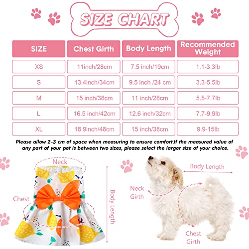 5 Pieces Dog Dresses for Small Dogs Girls Floral Puppy Dresses Pet Dog Princess Bowknot Dress Cute Doggie Summer Outfits Dog Clothes for Yorkie Female Cat Small Pets, 5 Styles(Small)