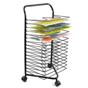 Lzttyee Art Drying Rack for Classroom Paint Drying Rack Art 16 Shelves Metal Artwork Storage Display Rack Art Drying Rack with Wheels for Classroom Painting Crafts (16 Shelves)