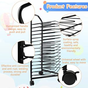 Lzttyee Art Drying Rack for Classroom Paint Drying Rack Art 16 Shelves Metal Artwork Storage Display Rack Art Drying Rack with Wheels for Classroom Painting Crafts (16 Shelves)