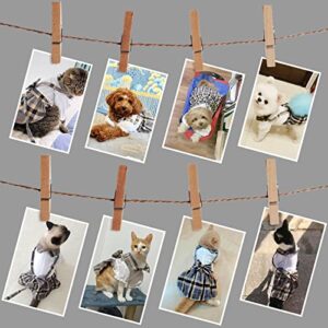 Gyuzh Dog Dress with Dog Leash,Dog Dresses for Small Dogs Puppy Cat Dress Summer Dog Bowknot Skirts Cowboy Plaid Lace Dog Dress Clothes for Small Dogs Girl