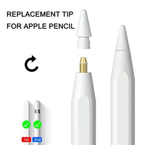 Pencil Tips Soft Wear-Resistant Damping Pen Tip for Apple Replacement 2B Stylus Fine Nib Compatible with iPad Air Mini Pro Apple Pencil 1st Gen & 2nd Generation - 6+2 Packs