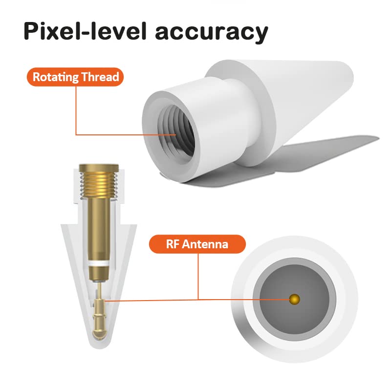 Pencil Tips Soft Wear-Resistant Damping Pen Tip for Apple Replacement 2B Stylus Fine Nib Compatible with iPad Air Mini Pro Apple Pencil 1st Gen & 2nd Generation - 6+2 Packs