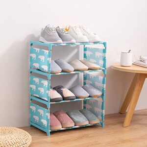 Jucaifu 4 Tiers Small Shoe Rack, Fabric Shoe Shelf for Closet Bedroom Entryway,Stackable Shoe Rack (Blue)