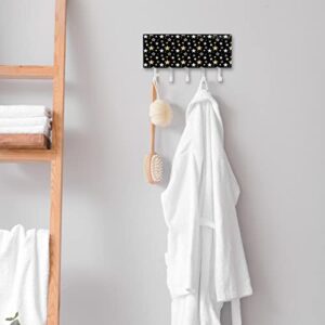 White & Gold Stars Hooks Wall Mounted, Self Adhesive Towel Key Hook up, Coat and Hat Hook Rack, 7 Inches Durable Hanger Hooks