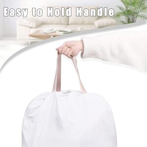 Sanlykate Large Canvas Cotton Laundry Bag with Drawstring & Handles, Heavy Duty Durable Dirty Clothes Organizer, Tear Resistant Hamper Liner Storage Bag, Travel Sack, 25.5 x 34inch - White