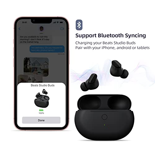 Charging Case Replacement Compatible for Beats Studio Buds with Bluetooth Pairing Sync Button & 660mAh Built-in Battery Charger(Not Include Beats Studio Buds) Black