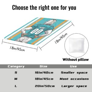 Onemiliayears Football Team Custom Pillowcass - 18 in 18 in Name & Number Customized Football Style Pillow for Brithday Gift, Super Soft Football Sports Custom Made Pillow Cover for Men （Miami Blue）