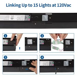 DAKASON 4FT Linkable LED Linear Light, 40W Replacing 120W, 3000K/4000K/5000K CCT Selectable, Commercial Linear Lighting Fixture for Office, Dimmable Suspended Lighting for School, Market, 4 Pack