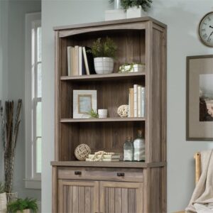 Sauder Costa Washed Walnut 2-Shelf Library Hutch, Washed Walnut Finish