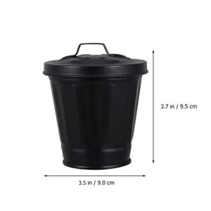 LUOZZY 3pcs Small Metal Trash Can with Lid | Galvanized Trash Can | Small Galvanized Trash Can with Lid Mini Desktop Wastebasket Tiny Garbage Can Flowerpots, 3.5 x 3.7 inch