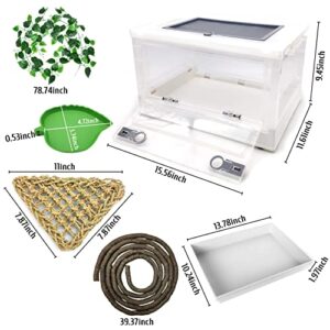 Hamiledyi Foldable Reptile Terrariums Kit, 5PCS Gecko Tank Starter Kits Mini Transparent Lizard Habitat Cages for Iguana, Snake, Bearded Dragon, Tortoise, Chameleon 15.6" x 11.6" x 9.4" White