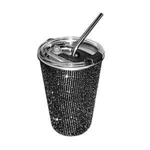 bling drink coffee mug,zcargel crystal drink cup 20 oz stainless steel straw coffee cup travel mug leak-proof insulated coffee mug with straw water cup straight cup for home office