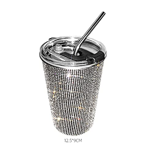 Bling Drink Coffee Mug,zcargel Crystal Drink Cup 20 Oz Stainless Steel Straw Coffee Cup Travel Mug Leak-proof Insulated Coffee Mug With Straw Water Cup Straight Cup For Home Office