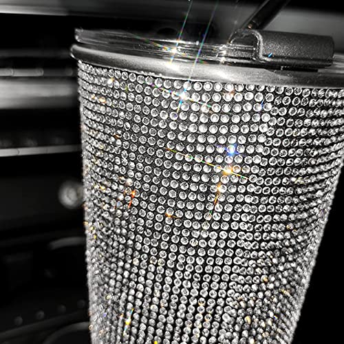 Bling Drink Coffee Mug,zcargel Crystal Drink Cup 20 Oz Stainless Steel Straw Coffee Cup Travel Mug Leak-proof Insulated Coffee Mug With Straw Water Cup Straight Cup For Home Office