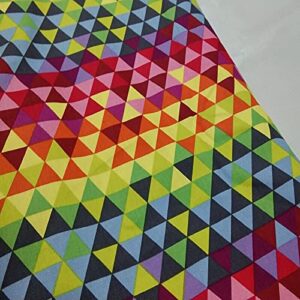 PUMCRAFT Sewing Fabric 100% Cotton Fabric Rainbow Color Colorful Geometry Triangle Printed Sewing Cloth Dress Clothing Textile Tissue - 50cm Fabric Patchwork Craft