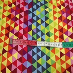 PUMCRAFT Sewing Fabric 100% Cotton Fabric Rainbow Color Colorful Geometry Triangle Printed Sewing Cloth Dress Clothing Textile Tissue - 50cm Fabric Patchwork Craft