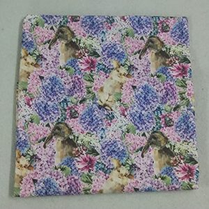 PUMCRAFT Sewing Fabric 100% Cotton Fabric Purple Pink Blue Flower & Animals Printed Sewing Cloth Dress Clothing Textile Tissue - 50cm - 105cm Fabric Patchwork Craft