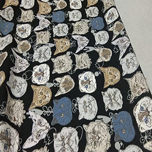 PUMCRAFT Sewing Fabric 100% Cotton Tough & Thick 45x55cm Vivid Cats Printed Cotton Canvas Fabric Animal Fabric Patchwork Cloth Dress Home Decor - 45cm - 55cm Fabric Patchwork Craft