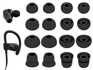 8 pairs silicone ear tips compatible with powerbeats 3 2 1, 4 size rubber replacement eartips earbuds gel wing skin accessories compatible with skullcandy in-ear earbuds - 4.5mm black