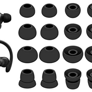 8 Pairs Silicone Ear Tips Compatible with Powerbeats 3 2 1, 4 Size Rubber Replacement Eartips Earbuds Gel Wing Skin Accessories Compatible with Skullcandy in-Ear Earbuds - 4.5mm Black