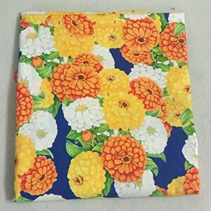 PUMCRAFT Sewing Fabric 100% Cotton Fabric Yellow Orange White Chrysanthemum Flower Printed Sewing Cloth Dress Clothing Textile Tissue - 50cm - 105cm Fabric Patchwork Craft