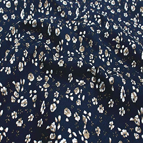 PUMCRAFT Sewing Fabric 100% Plain Cotton Poplin Wine Red Navy Blue Flower Printed Cotton Poplin Fabric 50x145cm Floral Fabric Patchwork - 50cm - 145cm Fabric Patchwork Craft