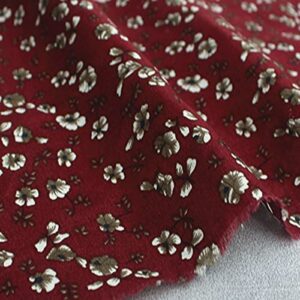 PUMCRAFT Sewing Fabric 100% Plain Cotton Poplin Wine Red Navy Blue Flower Printed Cotton Poplin Fabric 50x145cm Floral Fabric Patchwork - 50cm - 145cm Fabric Patchwork Craft