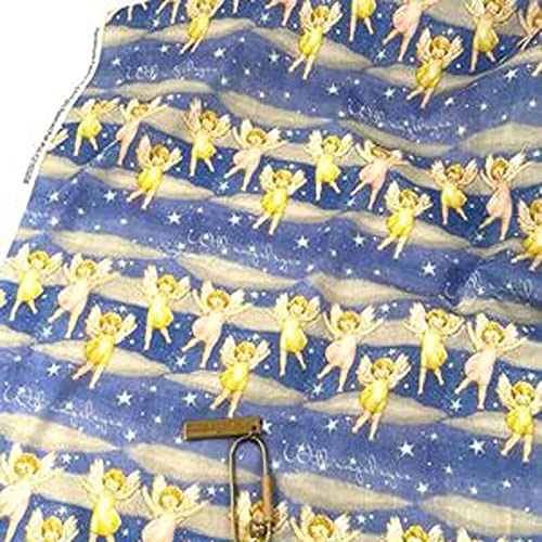 PUMCRAFT Sewing Fabric 100% Cotton Fabric Flying Angels in Sky Star Printed Sewing Cloth Dress Clothing Textile Tissue - 50cm - 105cm Fabric Patchwork Craft