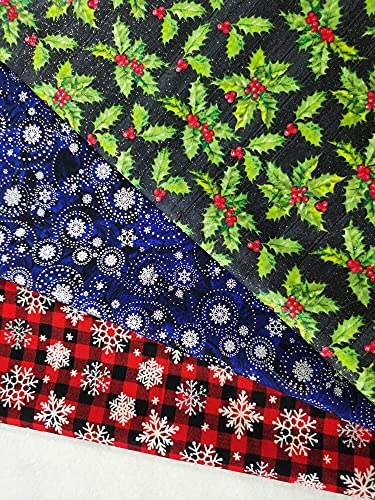 PUMCRAFT Sewing Fabric 6pc 32cm x 25cm Glitter Christmas Skating Snowflakes X'Mas Silver Stamping Vivid Bundle Cotton Fabric Patchwork Tissue Telas DIY - 6pcs 32cm X 25cm Fabric Patchwork Craft