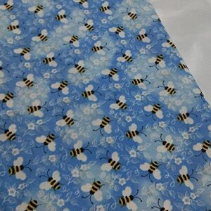 pumcraft sewing fabric 100% cotton fabric blue yellow bee printed sewing cloth dress clothing textile tissue - 50cm - 105cm fabric patchwork craft