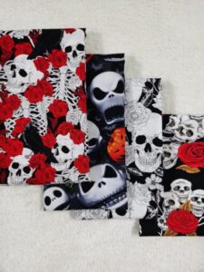 pumcraft sewing fabric 4pcs 30 x 25cm rose skeleton skull cotton fabric floral ghost halloween sewing clothing tissue telas textile patchwork bundle diy - 30cm x 25cm fabric patchwork craft