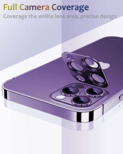 Tamoria Metal Camera Lens Protector Compatible for iPhone 14 Pro Max Tempered Glass Camera Cover Support LIDAR Scanner, Anti-Explosion for iPhone 14 Pro 6.1"/ iPhone 14 Pro Max Purple