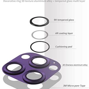 Tamoria Metal Camera Lens Protector Compatible for iPhone 14 Pro Max Tempered Glass Camera Cover Support LIDAR Scanner, Anti-Explosion for iPhone 14 Pro 6.1"/ iPhone 14 Pro Max Purple