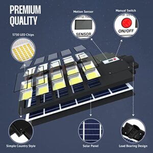 Garlinks 500W Solar Street Lights Outdoor 30000 Lumens - Motion Sensor Solar Parking Lot Lights - IP65 Waterproof LED Solar Street Light – 6500K Bright Wide-Angle, Garden, Park, Stadium Lights