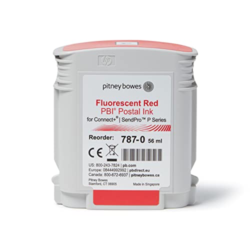 Pitney Bowes 787-0 Standard Ink Cartridge for SendPro P/Connect+ Series Mailing Systems, Red Ink, 56 ml