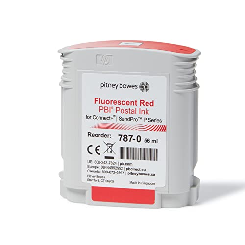 Pitney Bowes 787-0 Standard Ink Cartridge for SendPro P/Connect+ Series Mailing Systems, Red Ink, 56 ml