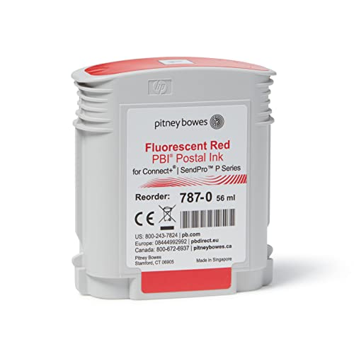 Pitney Bowes 787-0 Standard Ink Cartridge for SendPro P/Connect+ Series Mailing Systems, Red Ink, 56 ml