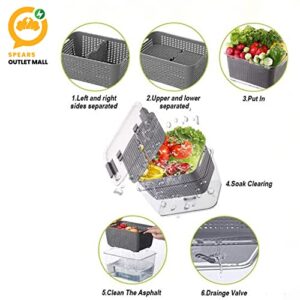 SPEARS OULET MALL | 3 in 1 Fruit Containers for Fridge | Multifunctional Draining Crisper with Strainers | BPA free Plastic Fridge Storage Containers | Food, Fruits & Vegetables Containers with Vents