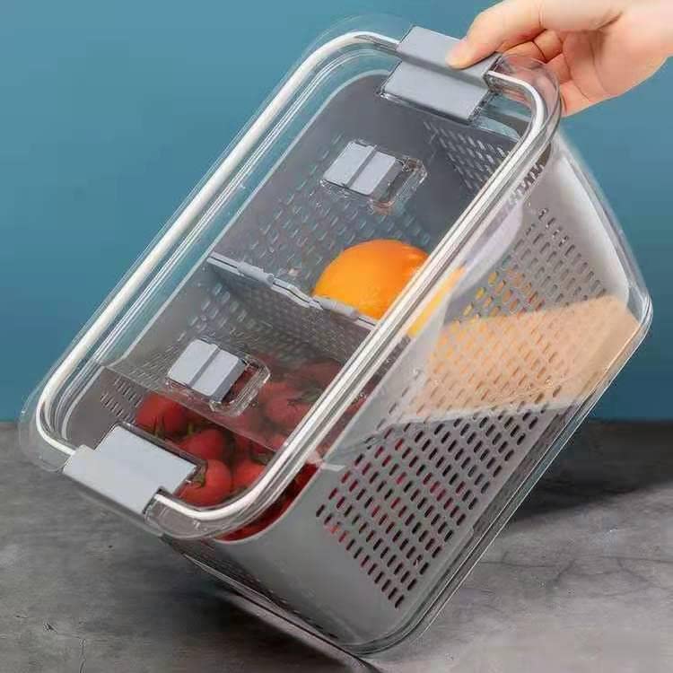 SPEARS OULET MALL | 3 in 1 Fruit Containers for Fridge | Multifunctional Draining Crisper with Strainers | BPA free Plastic Fridge Storage Containers | Food, Fruits & Vegetables Containers with Vents