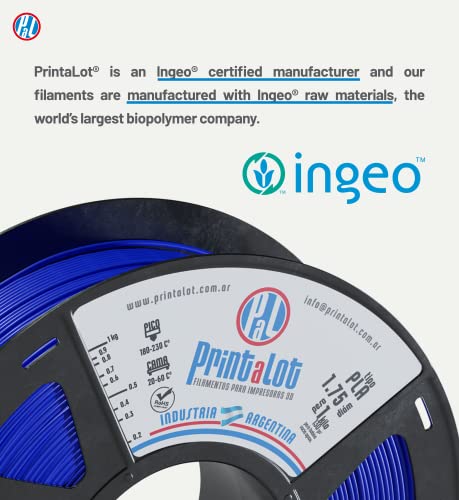 PRINTALOT PLA 3D Printer Filament, Dimensional Accuracy +/- 0.03 mm, 1 kg Spool, 1.75 mm Cobalt