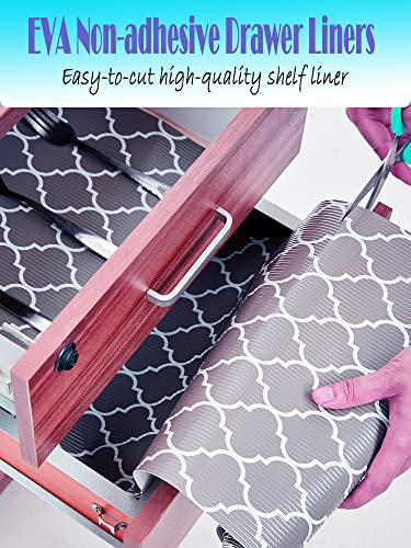 BHCORNER Grey Shelf Liners for Kitchen Cabinets Non Adhesive,17.5" x30ft Cabinet Liners for Shelves ; Non Slip Kitchen Drawer Liners,Waterproof Kitchen Liners for Cabinets and Drawers,Cupboard Liner