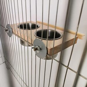 homozy Bird Feeding Dish Cups with Wooden Platform for Parrot Parakeets Cockatiels