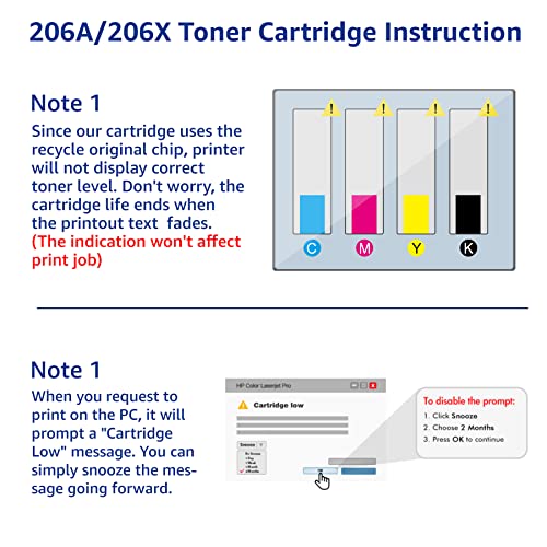 Mooho (with Chip 206A Toner Cartridges Set Compatible for HP 206A 206X Toner Cartridges Replacement for HP Color Pro MFP M283fdw M283cdw M255dw M282nw M283 M255 M282 Series Printer -BK/C/M/Y, 4 Pack