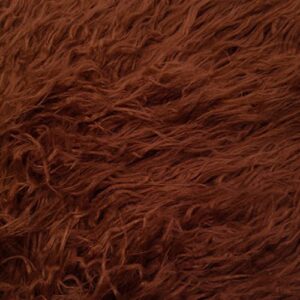 texco inc mongolian sheep wool 2-3 inches long pile faux fur fabric, red brown 1 yard