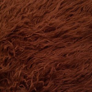 Texco Inc Mongolian Sheep Wool 2-3 Inches Long Pile Faux Fur Fabric, Red Brown 1 Yard