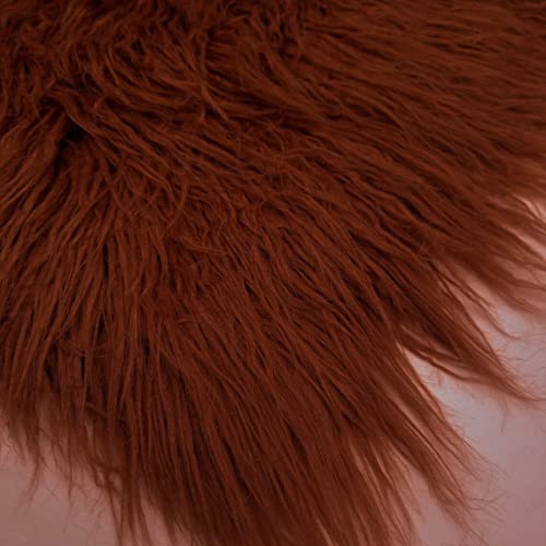 Texco Inc Mongolian Sheep Wool 2-3 Inches Long Pile Faux Fur Fabric, Red Brown 1 Yard