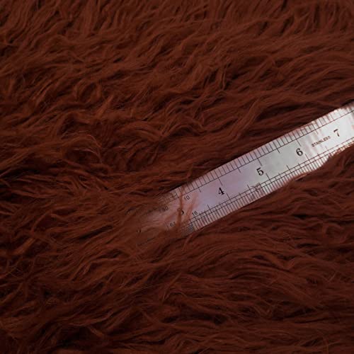 Texco Inc Mongolian Sheep Wool 2-3 Inches Long Pile Faux Fur Fabric, Red Brown 1 Yard