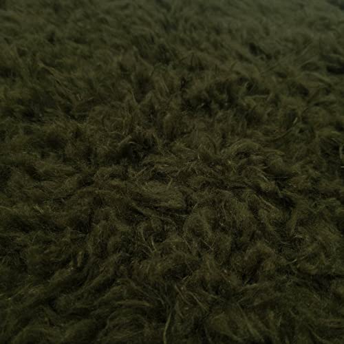 Texco Inc Flokati Curly Faux Fur Cuddly Fabric, Army Green 2 Yards